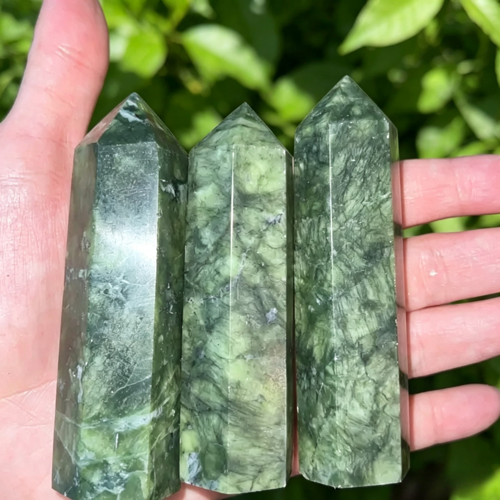 Natural Nephrite Jade Tower Healing Crystal Wand Obelisk Home Decor Reiki Stone