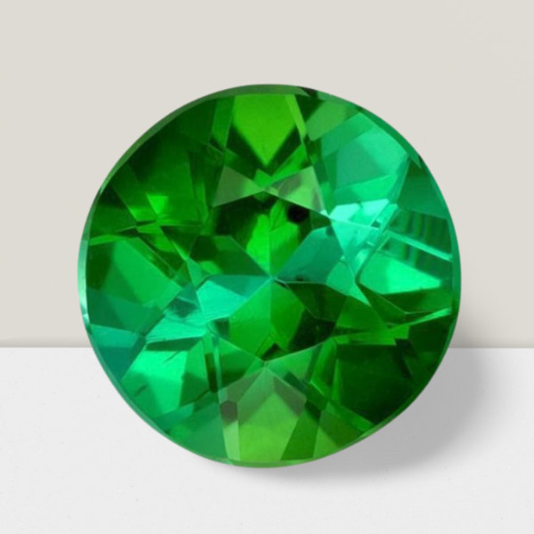 Green Tourmaline Round Cut Gemstone 3.51 Cts – 10 mm Flawless Loose Gem