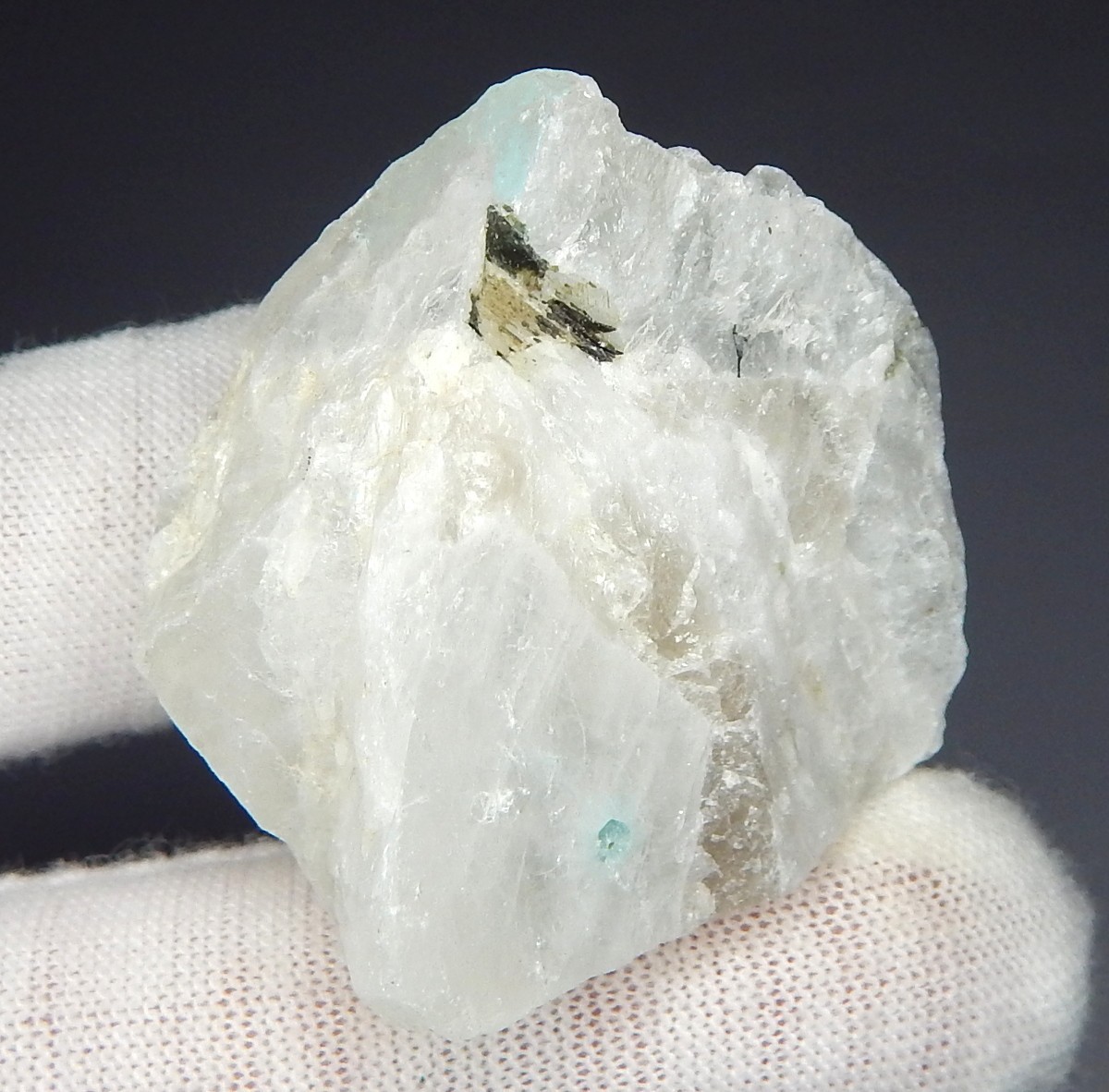 173g Lot Rainbow Moonstone with Adularescence Tourmaline Hematite Natural Mined