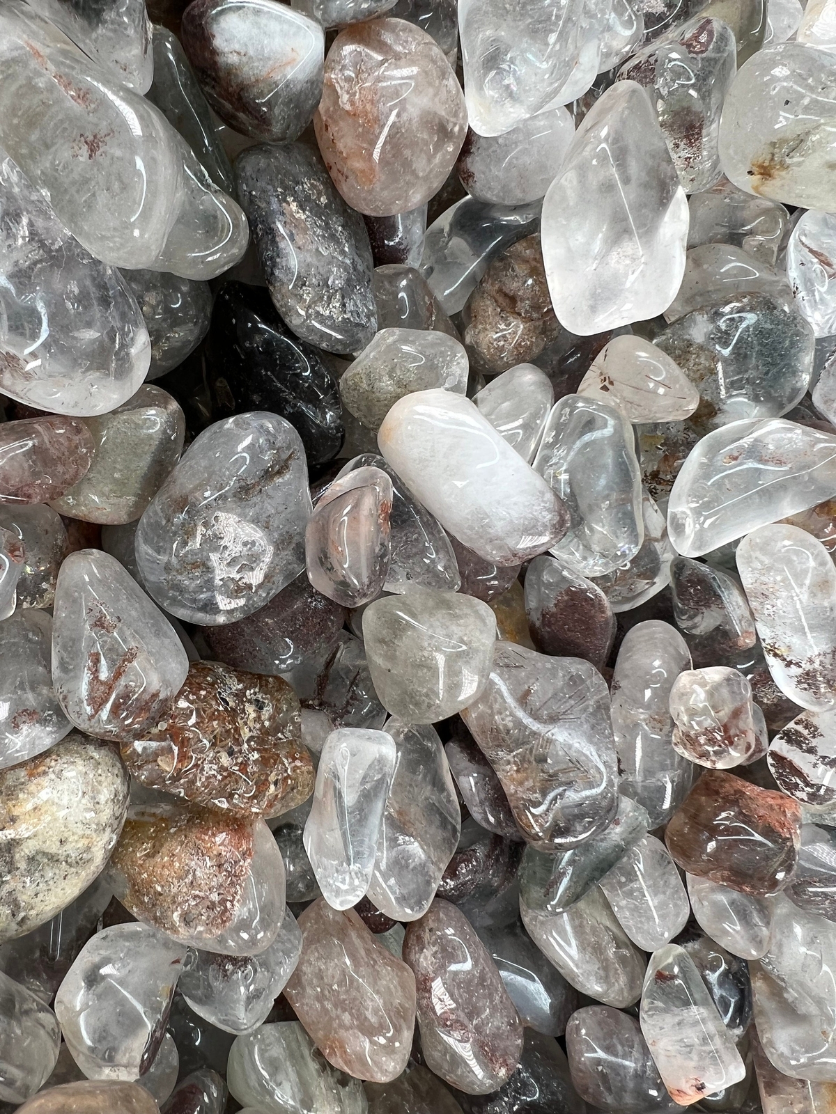Garden Quartz Crystal Tumbled Stone, Natural Lodolite Quartz Crystal from Brazil