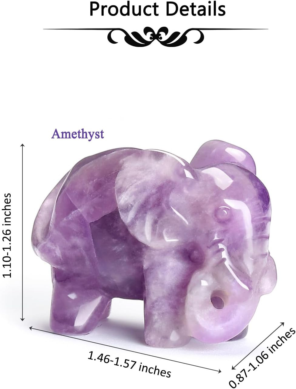 Amethyst Healing Crystal Elephant Figurine Carved Crystals Gemstone Elephant Sta