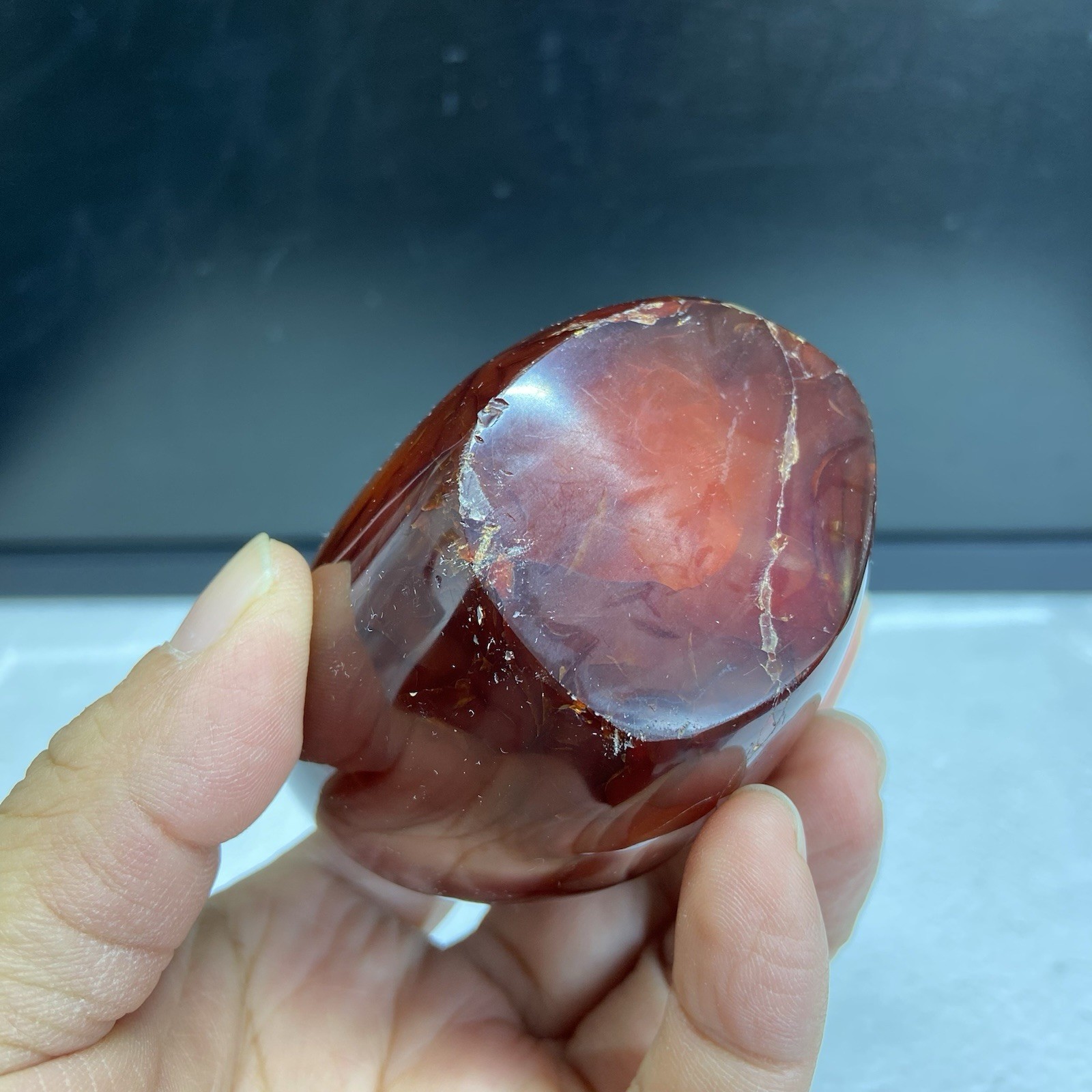 79mm405g Beautiful Red AGATE Carnelian Crystal Display Stand Reiki MGY145