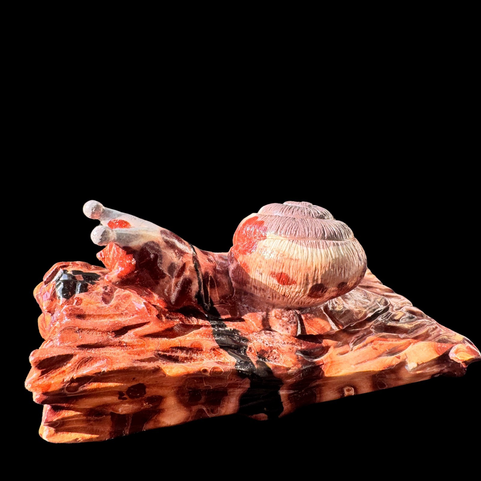 Hand Carved Natural Stone Snail Sculpture – Symbol of Patience, Free Shipping