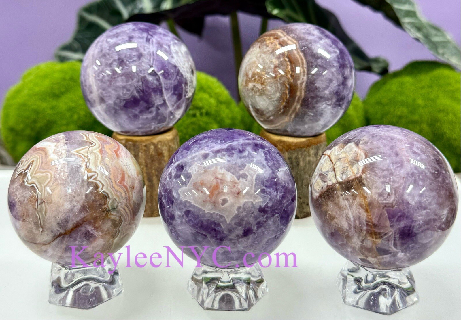 Wholesale Lot 5 pcs Natural Amethyst Lace Agate Sphere Crystal Healing Energy