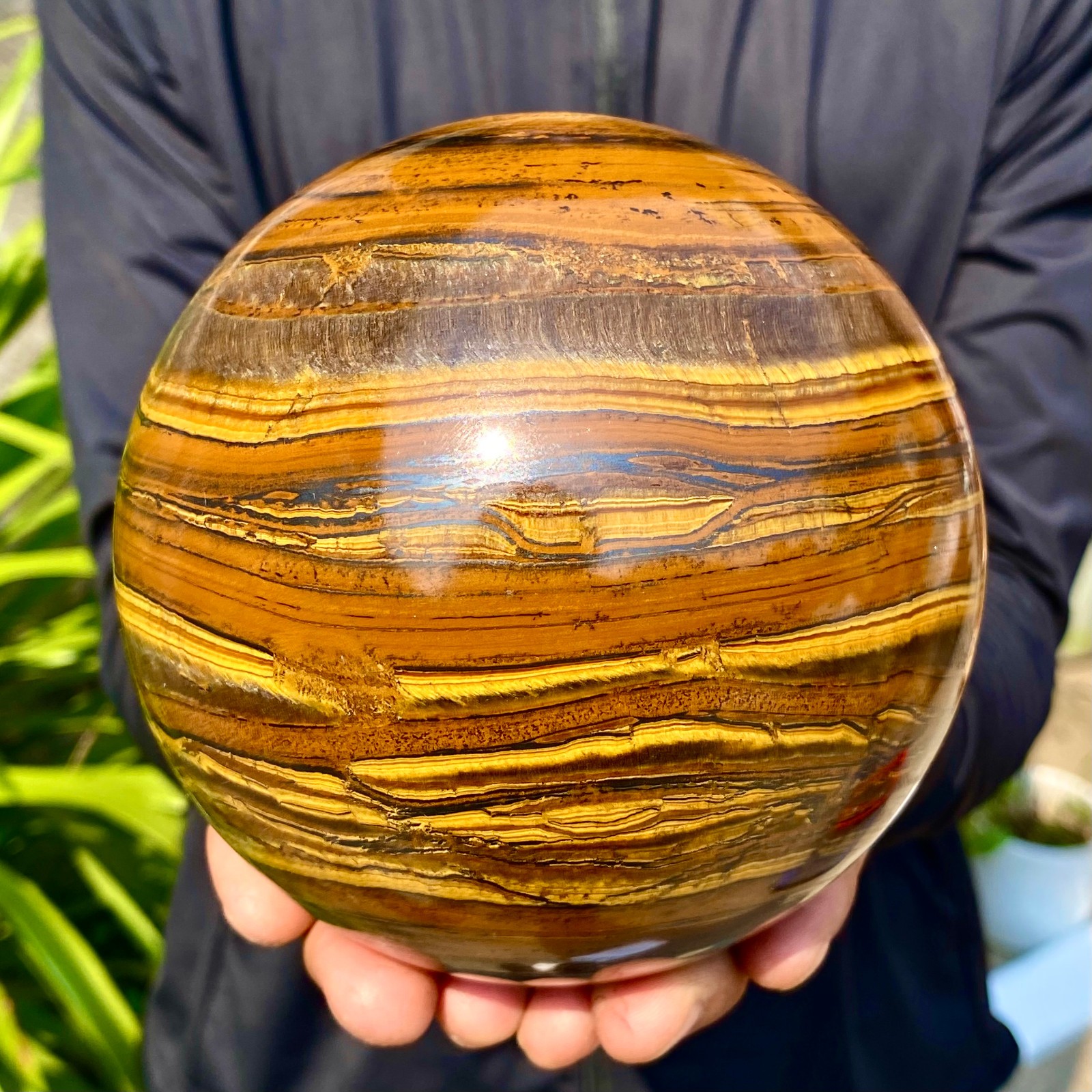 5.66LB Natural Tiger’s Eye Ball Quartz Crystal Sphere Gem Healing Décor