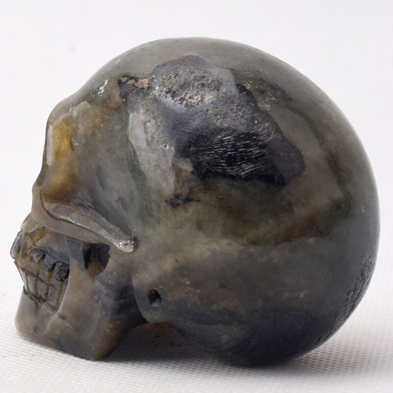 3″ Natural Labradorite skull figurine Handmade Human Shape Carved Skull,293g