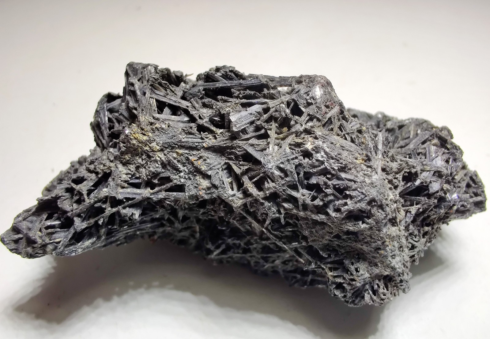 Jamesonite crystals, no matrix. Sombrerete, Zacatecus, Mexico. 6 cm.