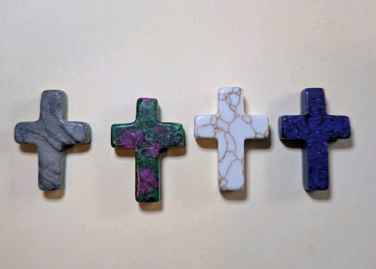 1″ Mini Crystal Crosses Natural Quartz Cross Shaped Worry Stones Charms – #10