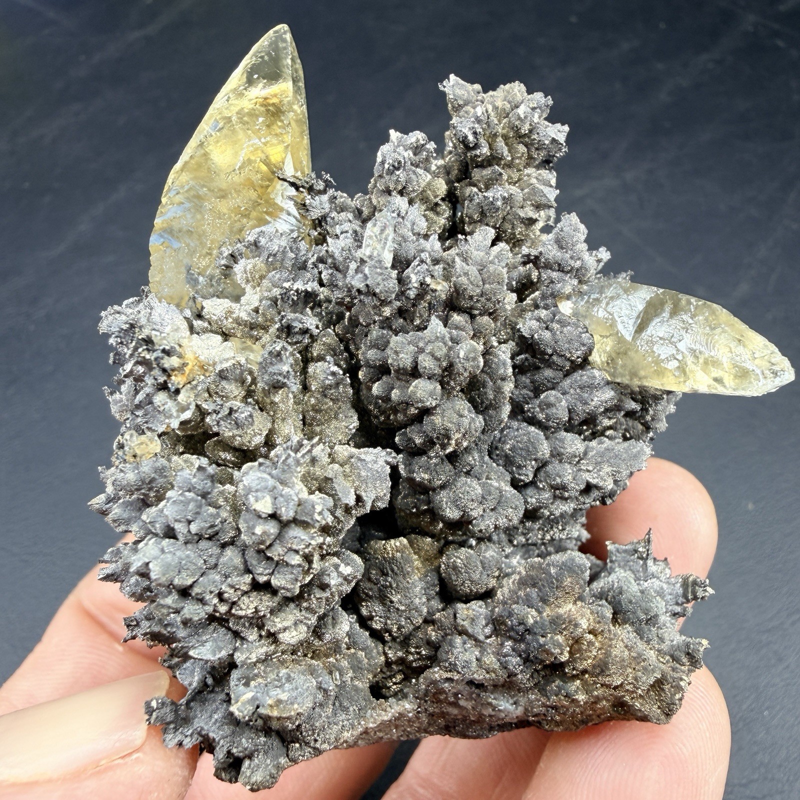 Golden Calcite Crystals on Wild Looking Chalcopyrite Matrix / Missouri *VIDEO*