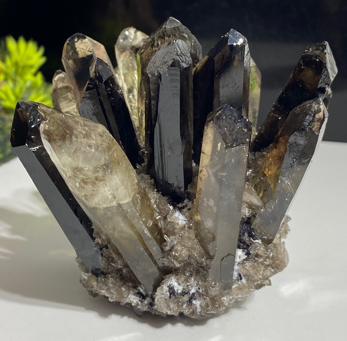 Large 210g, 80mm Smoky Quartz Crystal Cluster With All Extrusions Intact