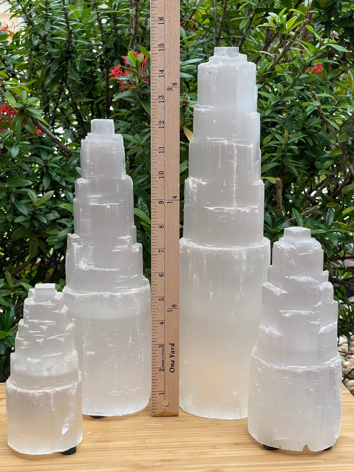 Selenite Skyscraper Lamp, 6″, 8″, 10″, 12″, 16″ Tall Selenite Tower Lamps