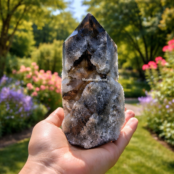 3″ Natural Black Sphalerite Tower Point Grounding Protection Crystal Home Decor