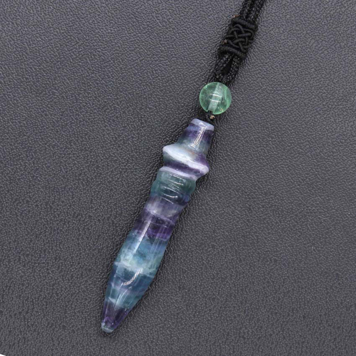 Natural Crystal Quartz Amethyst Fluorite Stone Pharaoh Scepter Pendant Necklace