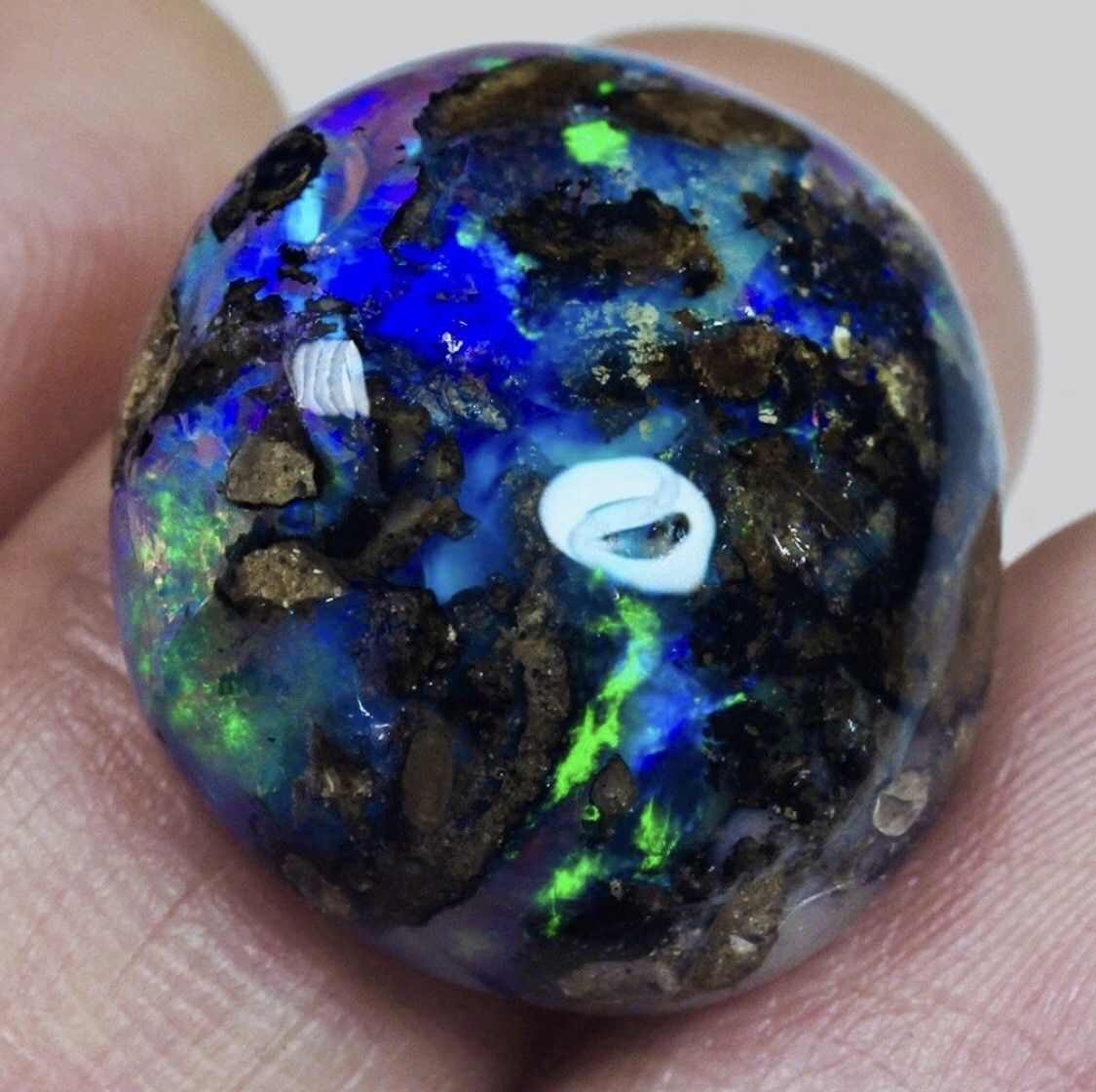 Pricey African Black Opal Crystal Natural Raw Specimen Rare Blue Colors Gemy