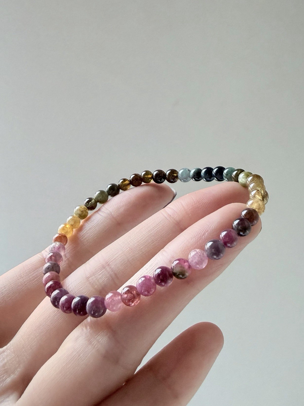 Natural Rainbow Multi Color Tourmaline Bracelet | Watermelon Tourmaline | Dainty