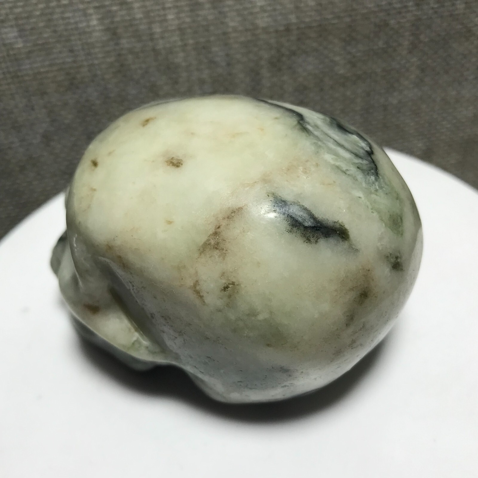 205g Natural Green Network Picasso Jasper Hand Carved Crystal Skull Realistic 10