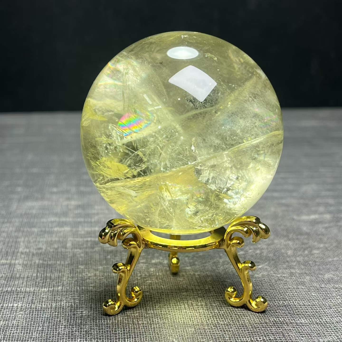 300g Natural Citrine Quartz Sphere Energy Crystal Ball Reiki healing Decor