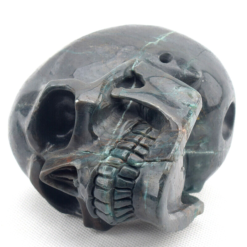 4.8” PHOENIX STONE Hand Carved Crystal Skull Figurine Realistic Healing Crafts