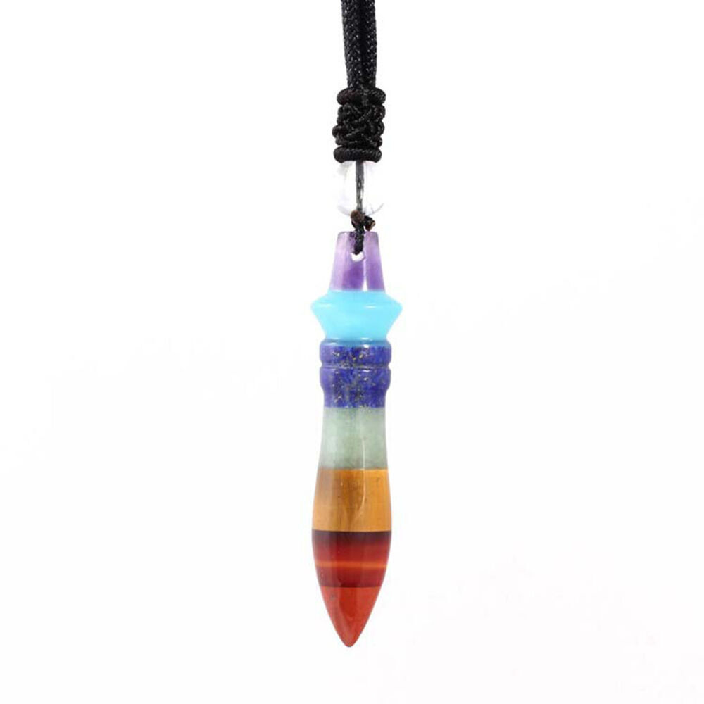 Pharaoh Scepter Necklace Natural Crystal Quartz Amethyst Fluorite Stone Pendant