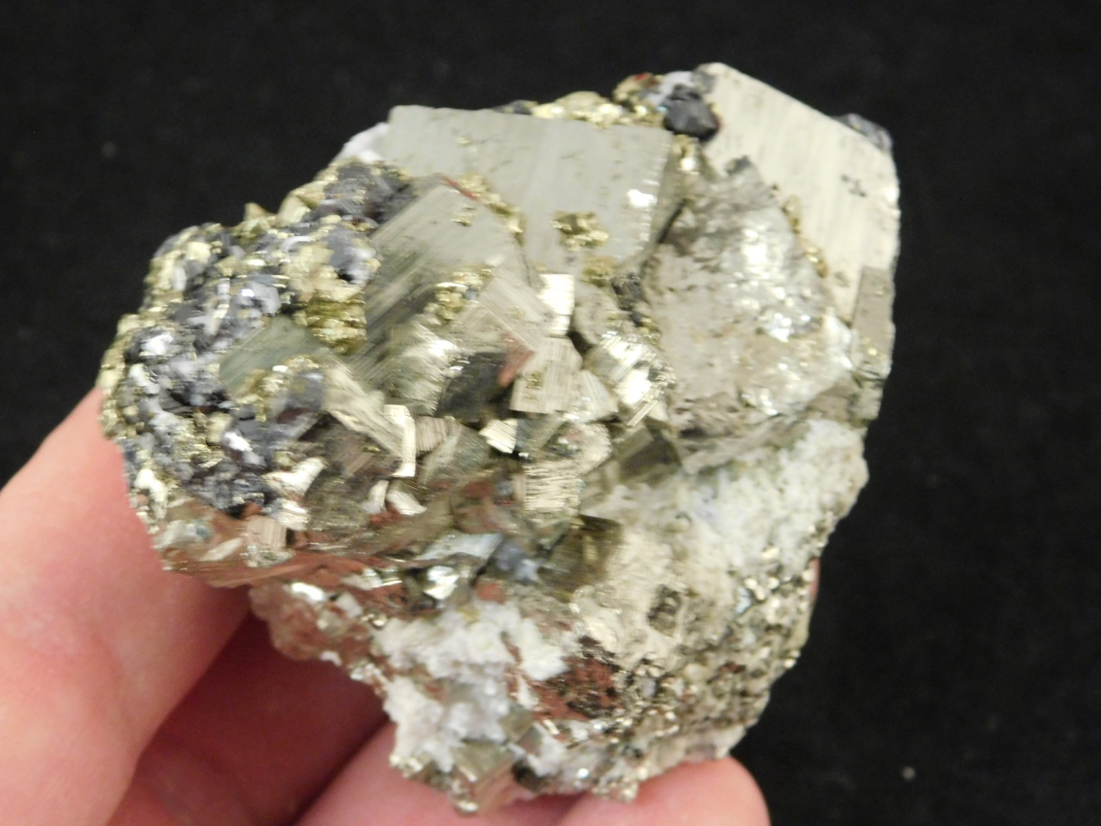 Sphalerite Crystal Cluster with Chalcopyrite Calcite and Pyrite 214gr
