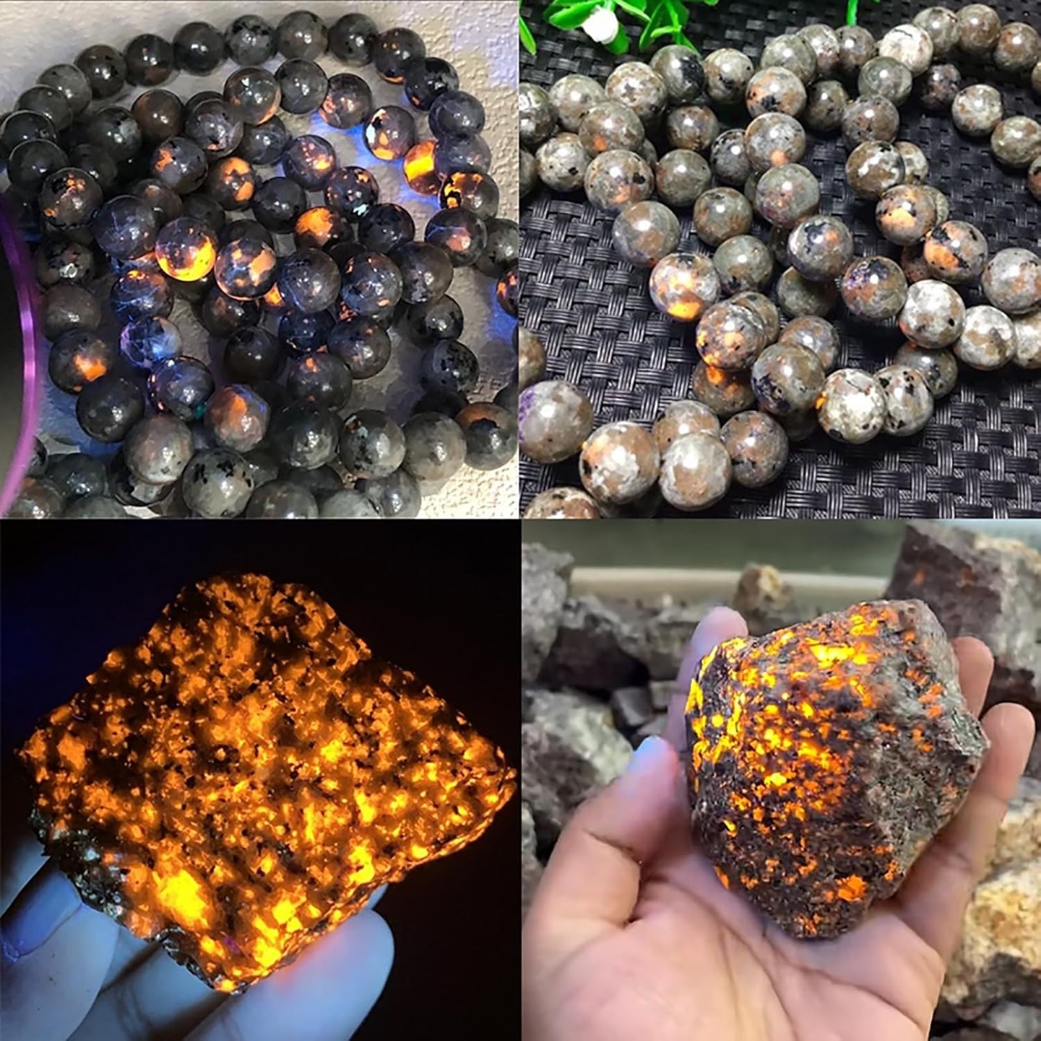 58pcs 6mm Natural Flame Yooperlite Stone Beads Round Healing Energy Power Stone