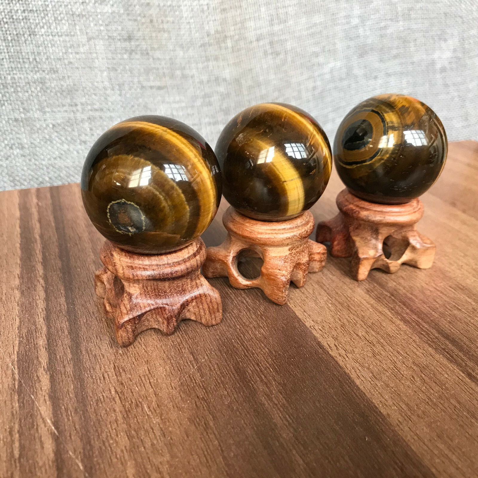 Natural tiger’s-eye Quartz magic Sphere Crystal Ball Healing & pedestal 1PCSC652