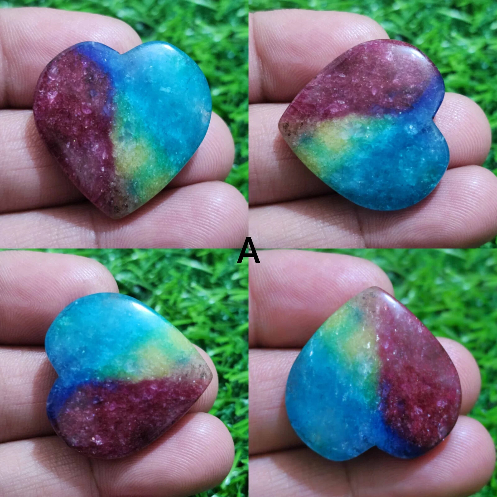Top Rainbow Solar Quartz Heart Shape Cabochon Loose Gemstone Jewelry For Making