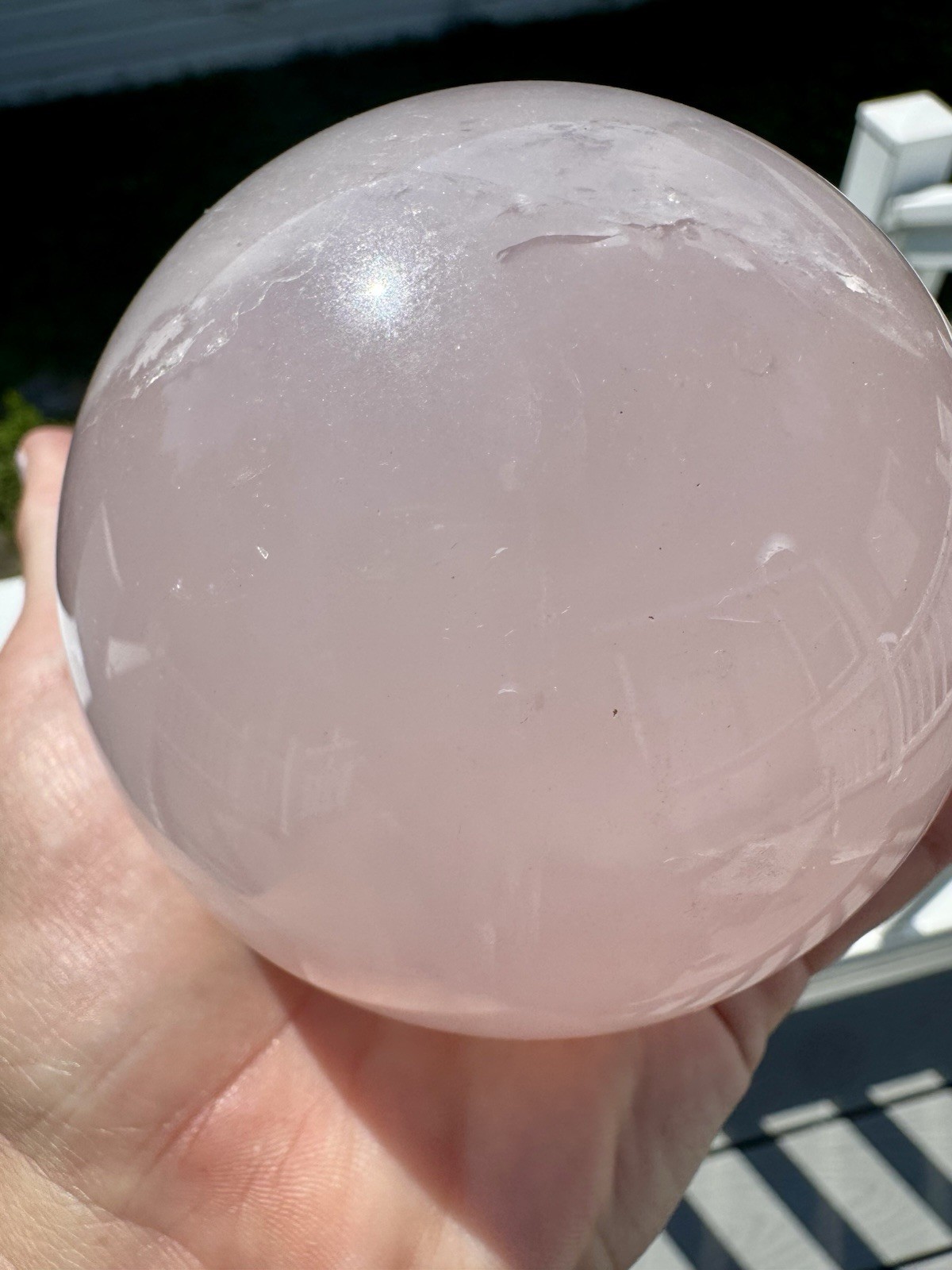 Big Over 3 Inches rose Quartz Sphere With Rainbows.