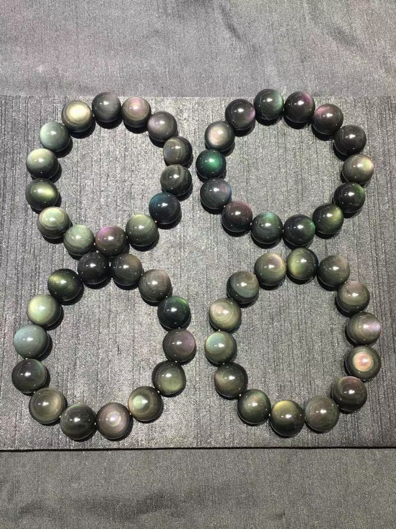 1pcs Natural Rainbow Obsidian 12mm Crystal Stretch Bracelet decorate