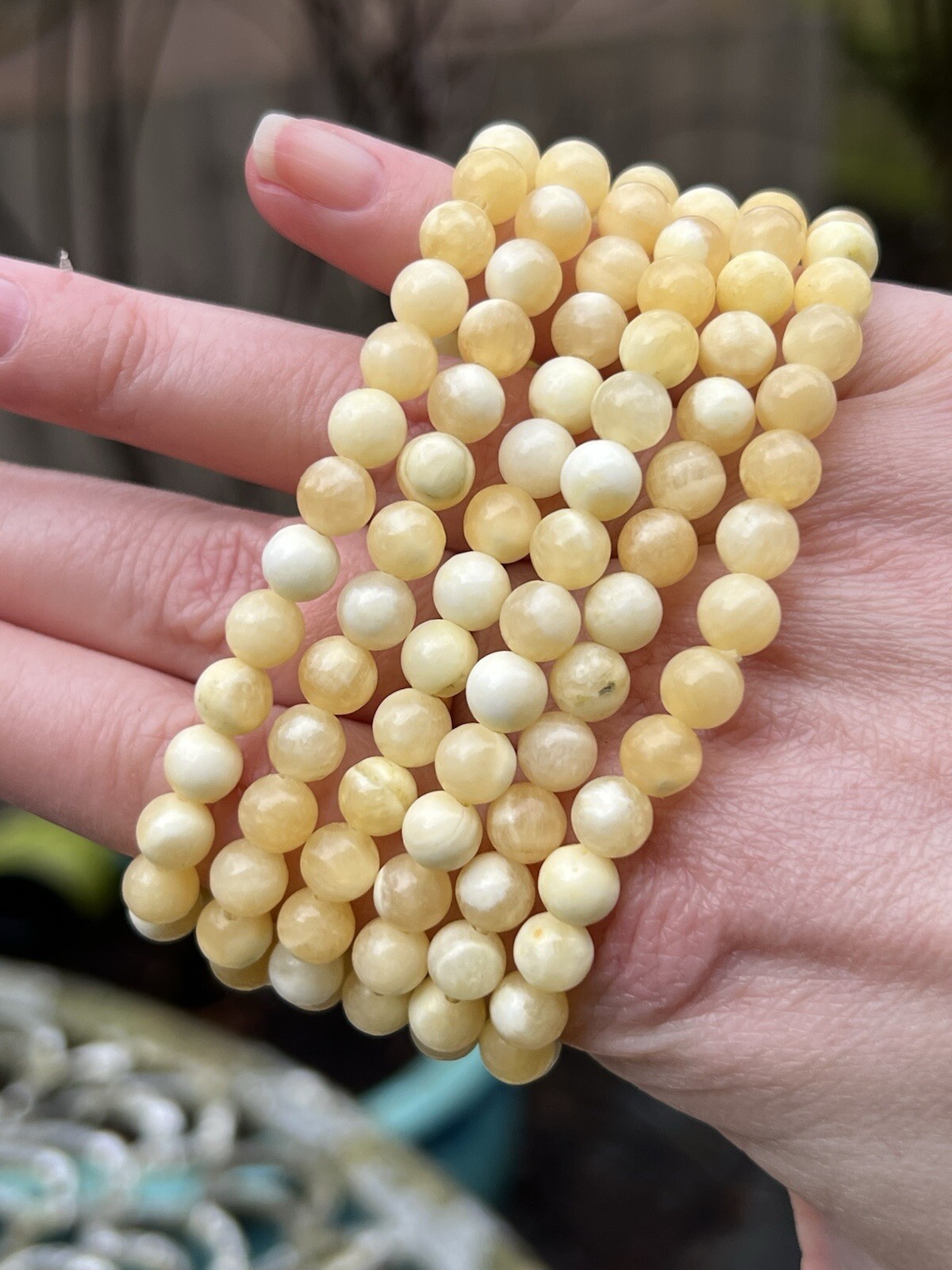 Orange Calcite Beaded Bracelet 6mm