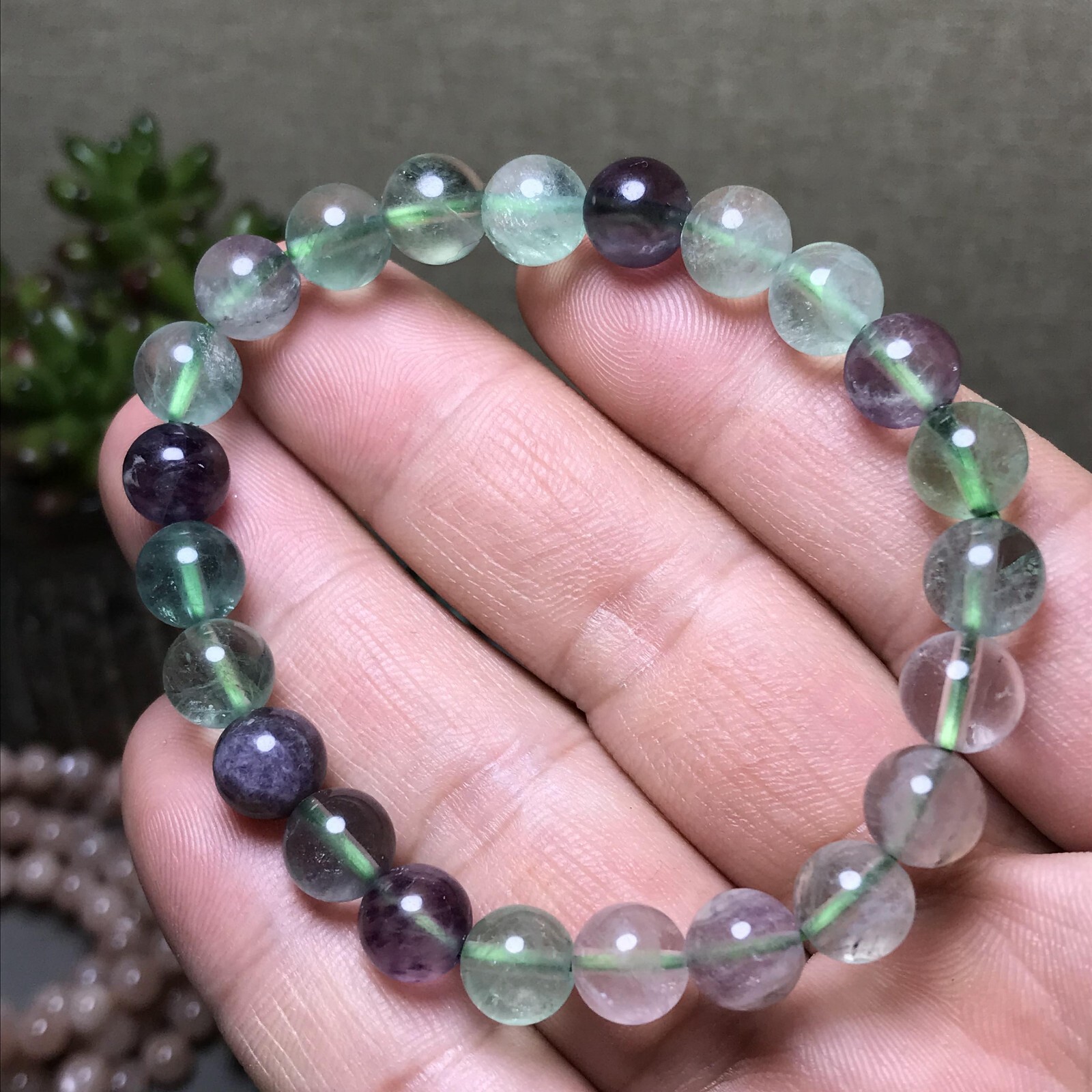 5Pcs Wholesal Natural Polish Green Fluorite crystal bracelets ball 8mm