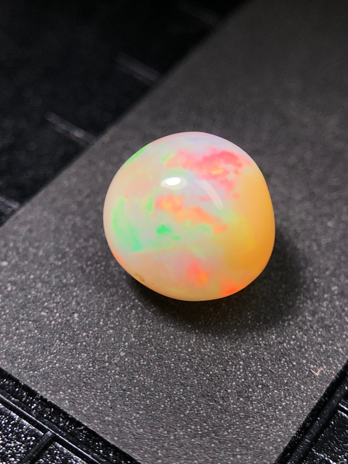 Natural White Ethiopian Opal Sphere, 7.50 MM Rainbow Fire Loose Opal Ball