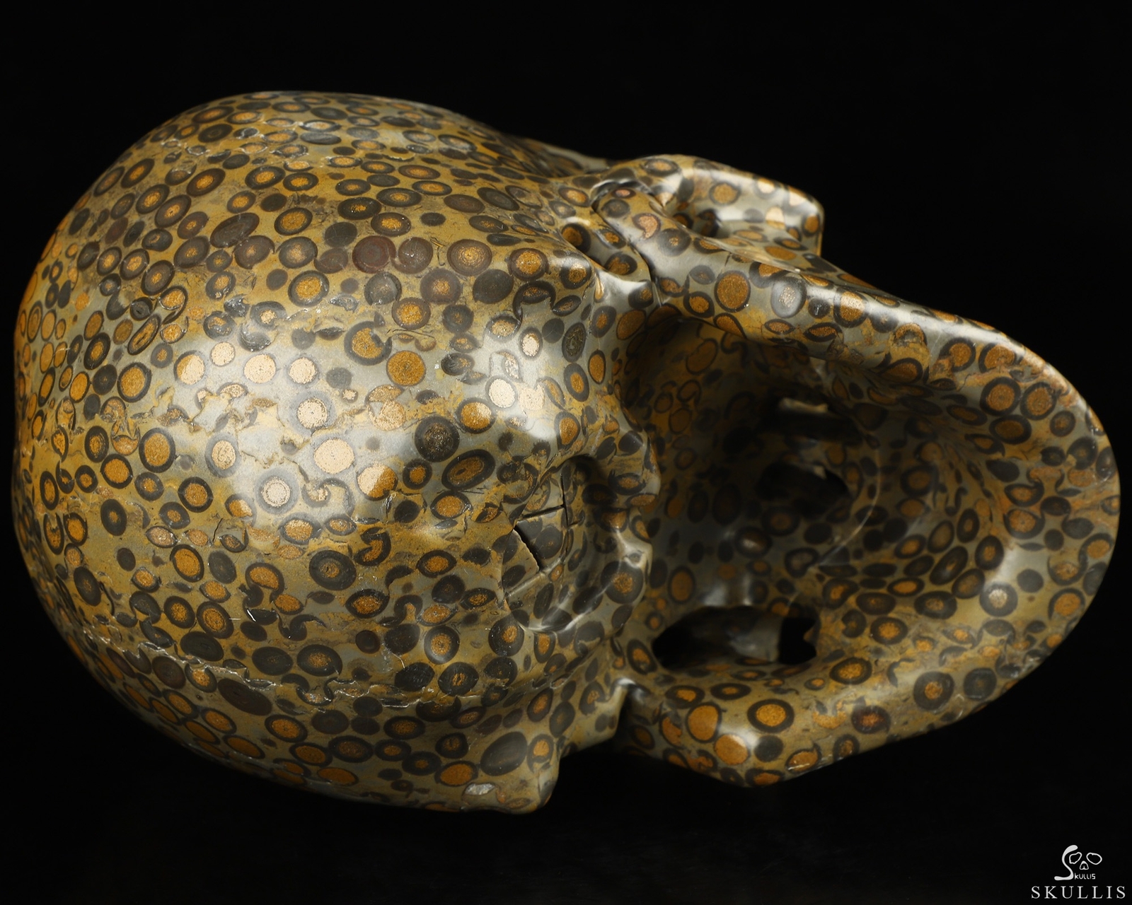 Lifesized 7.0″ Chinese Leopard Skin Jasper Hand Carved Crystal Skull, Realistic