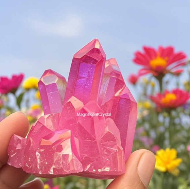 2025New Treasure Dreamy Pink Aura Crystal Cluster Home Decor Healing Reiki Gift