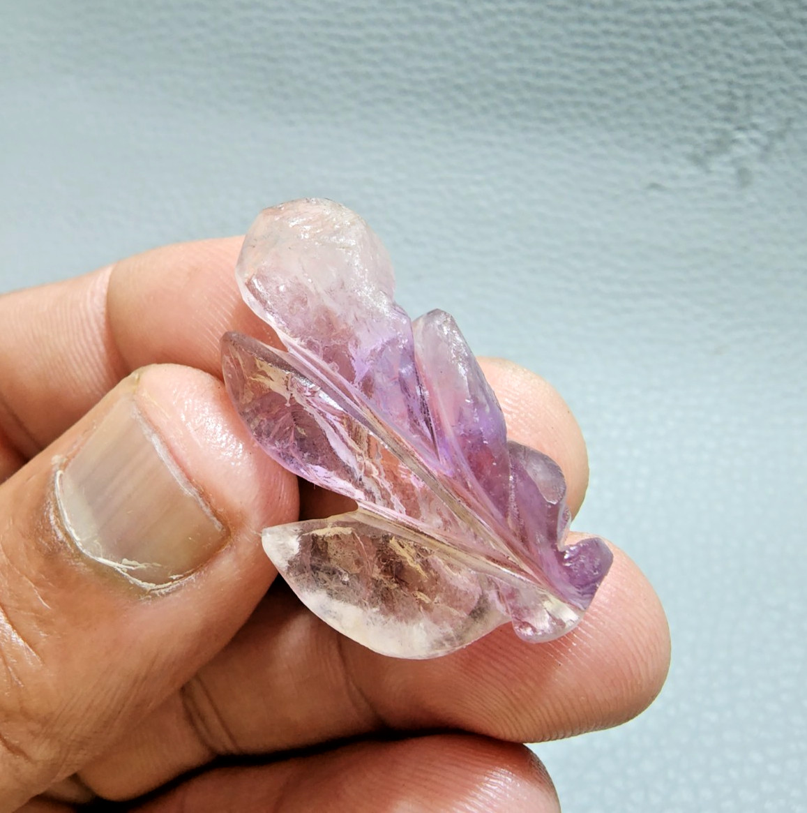 32 Crt Pretty Purple Ametrine Flower Shape Carving Stone Jewelry Making Gemstone