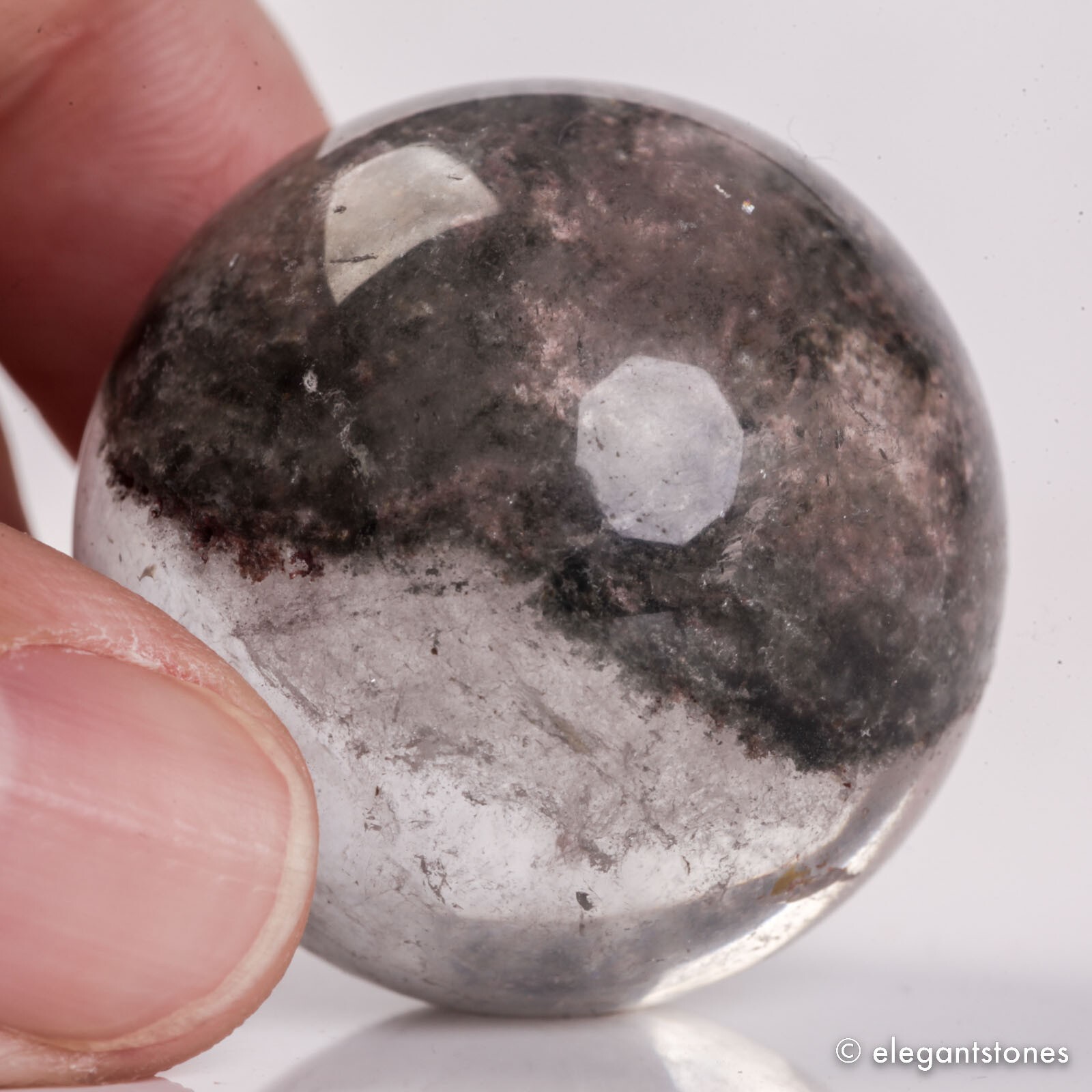 56g34mm Natural Garden/Phantom/Ghost/Lodolite Quartz Crystal Sphere Healing Ball