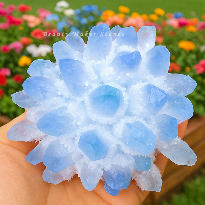 350G New Find Blue Phantom Quartz Crystal Cluster Mineral Specimen Healing Gift