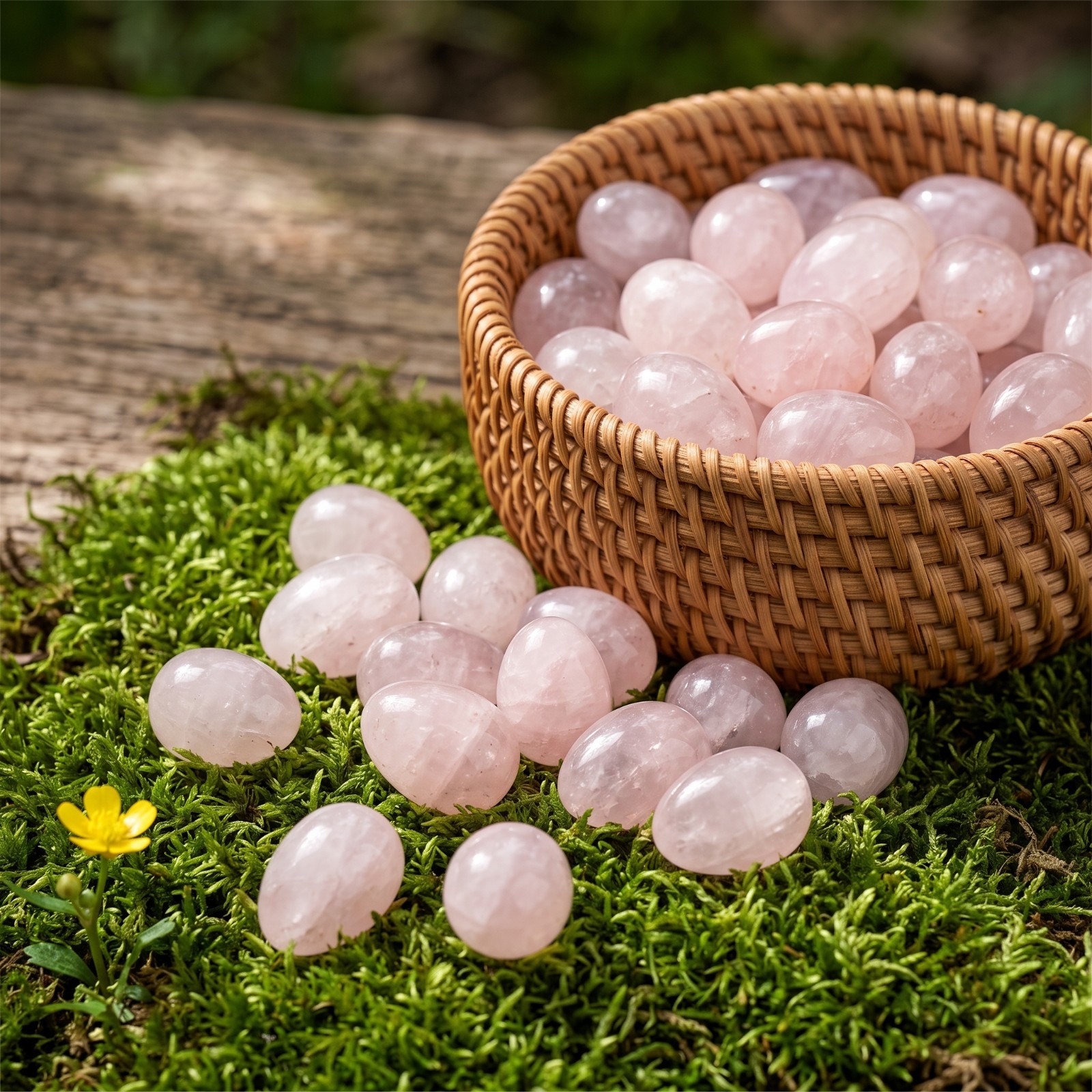Natural Rose Quartz Mini Egg Tumbled Stone Heart Chakra Palm Worry Stone Love
