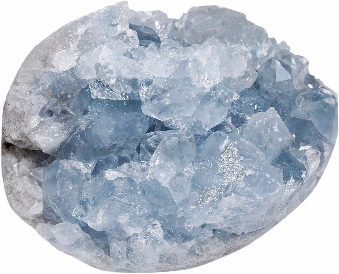 Natural Raw Blue Celestite Mineral Healing Crystal Cluster Geode Irregular Home