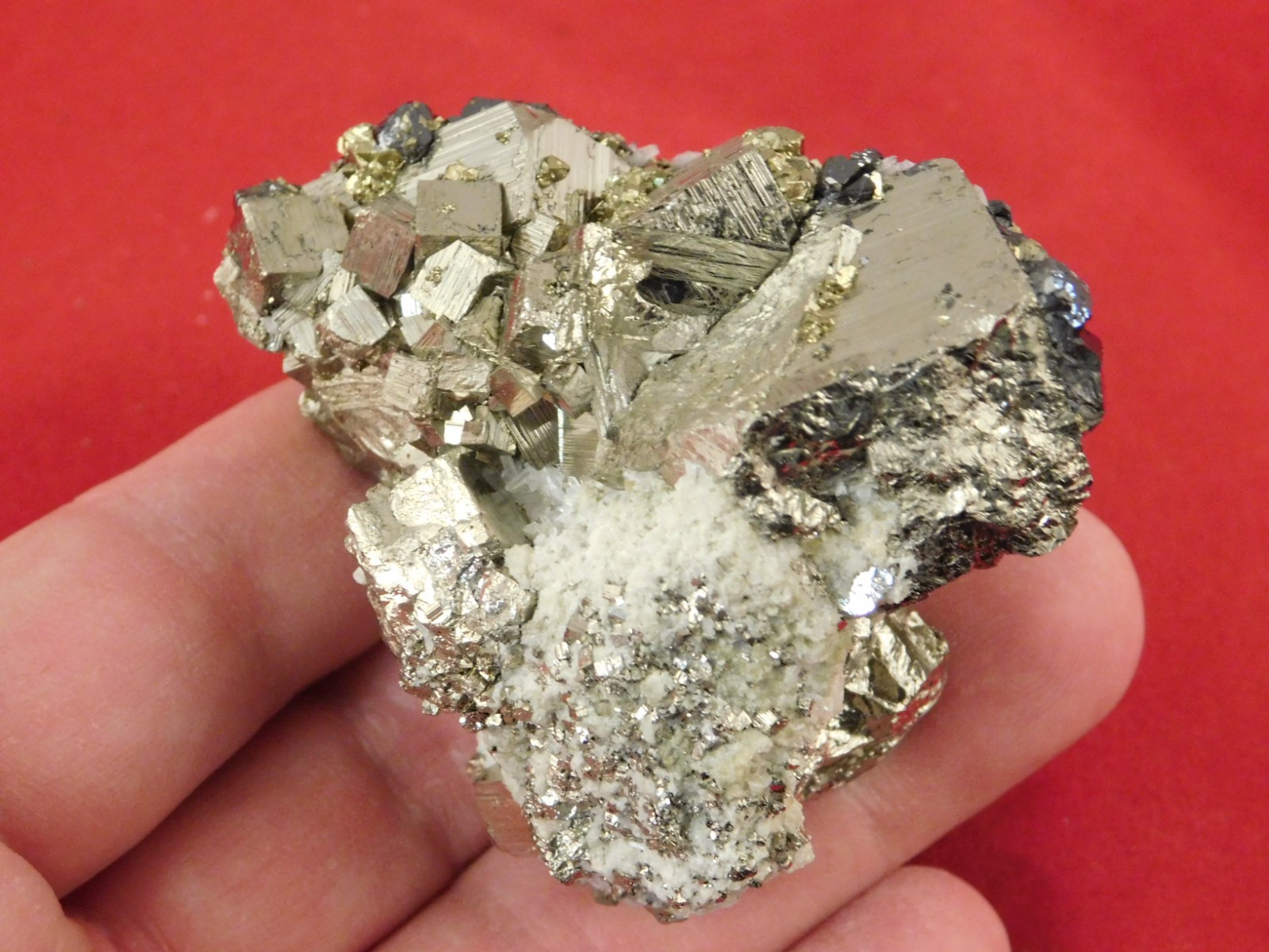 Sphalerite Crystal Cluster with Chalcopyrite Calcite and Pyrite 214gr