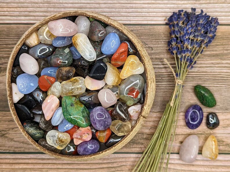 Tumbled And Polished Mix of Stones, Crystals, And Agates – 1/2 Pound