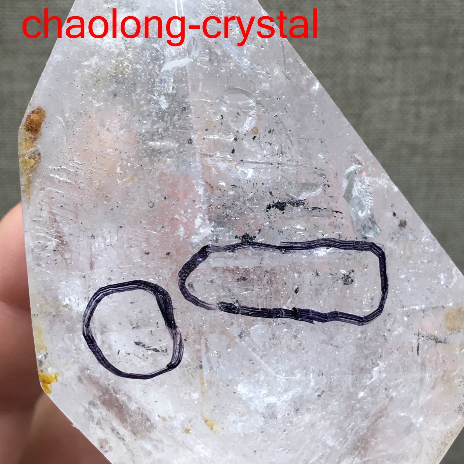 104g Natural 73mm Herkimer Diamond Enhydro healing Crystal Gem&moving water drop