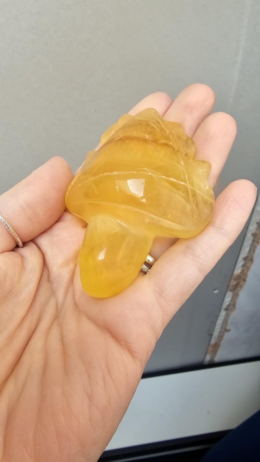 yellow Fluorite crystal turtle tortoise Carving 147g 7.2cm