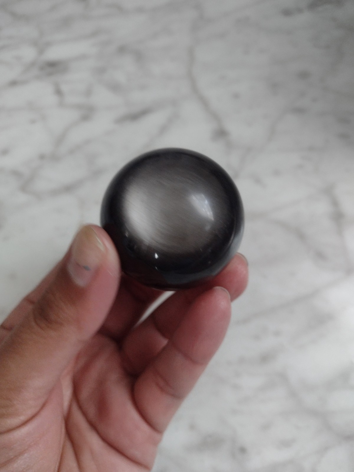 41mm Silversheen Obsidian Sphere Carving Crystal Stone Ball