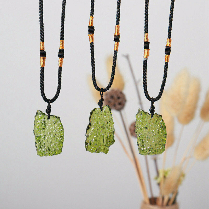 Natural Green Gem Moldavite Meteorite Impact Pendant Necklace Chakra Healing