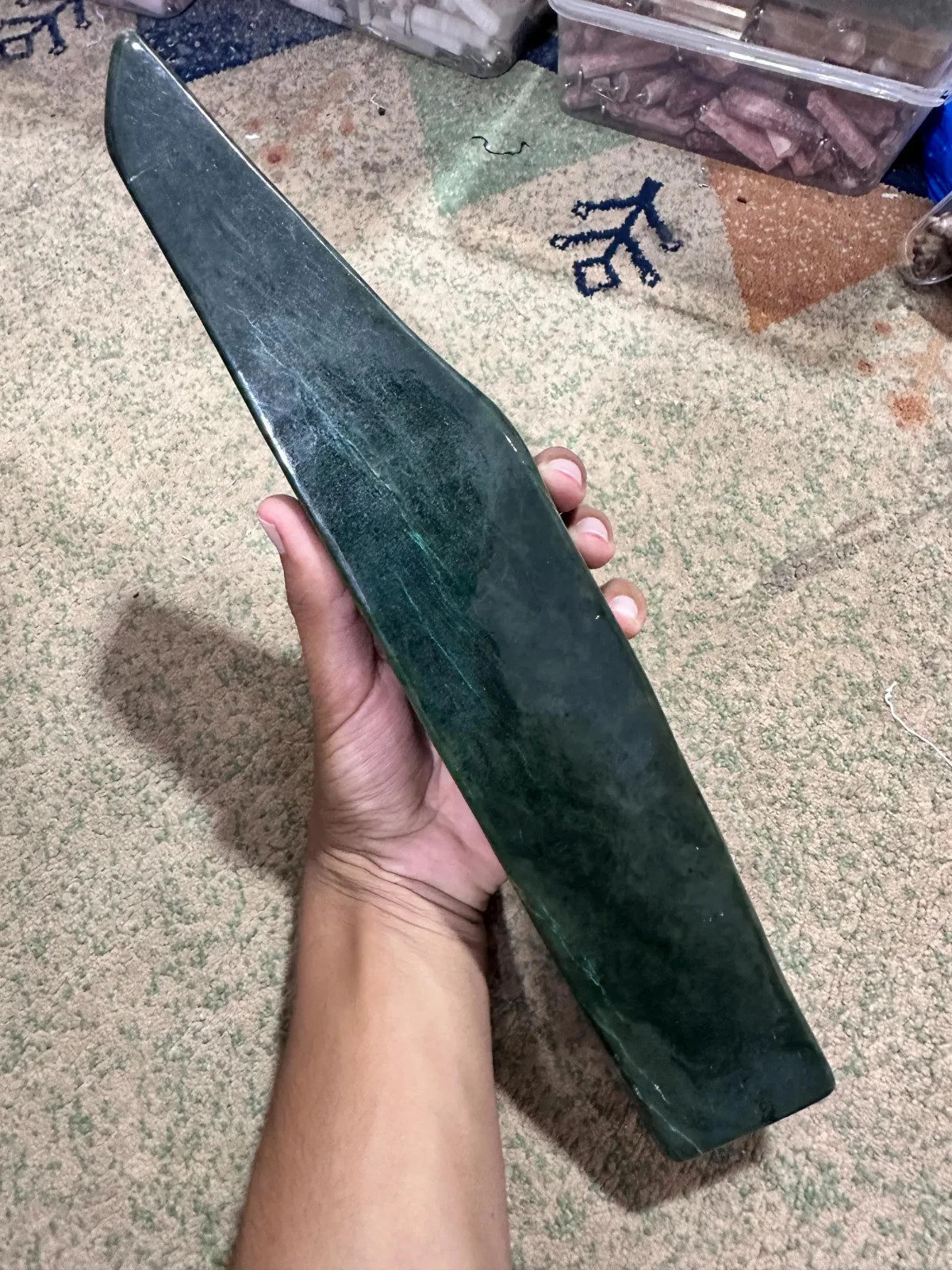 Natural Nephrite Jade Polished Freeform Slab 2.1kg Large Green Specimen