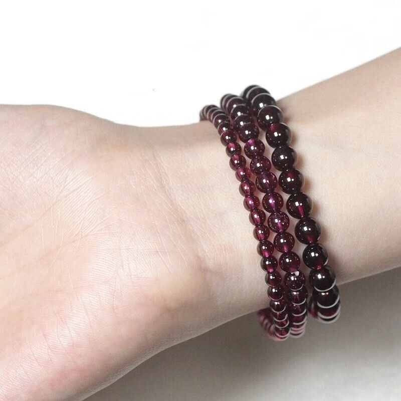 Wholesale 6PCS Natural Red Garnet Crystal Beads Healing Reiki Stretch Bracelet