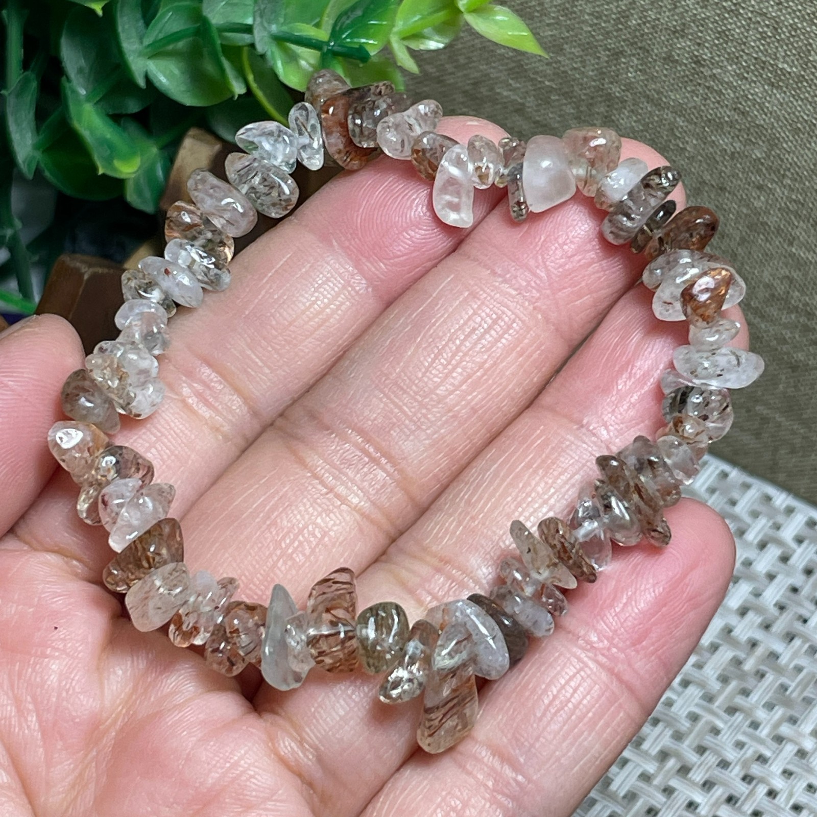 1pcs Multicolored tourmaline stone Chip beads Stretch Bracelet E6184