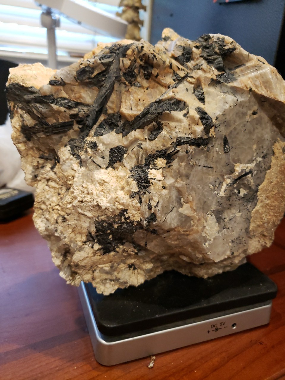 Huge 19 Pound Black Dark Blue Tourmaline Lepidolite Rough Boulder Rock Specimen