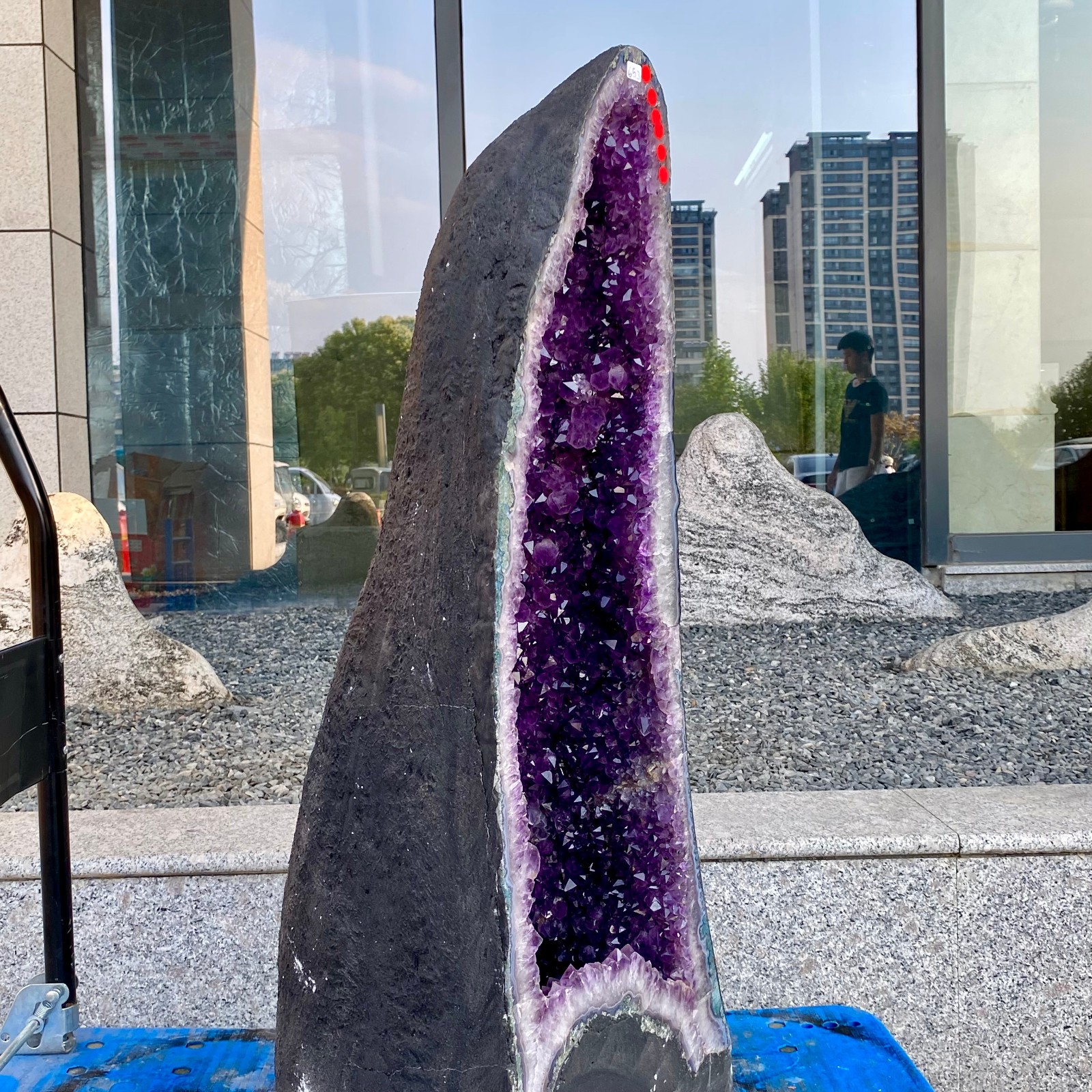 143LB Natural Amethyst Geode Quartz Crystal Cluster Cathedral Energy healing